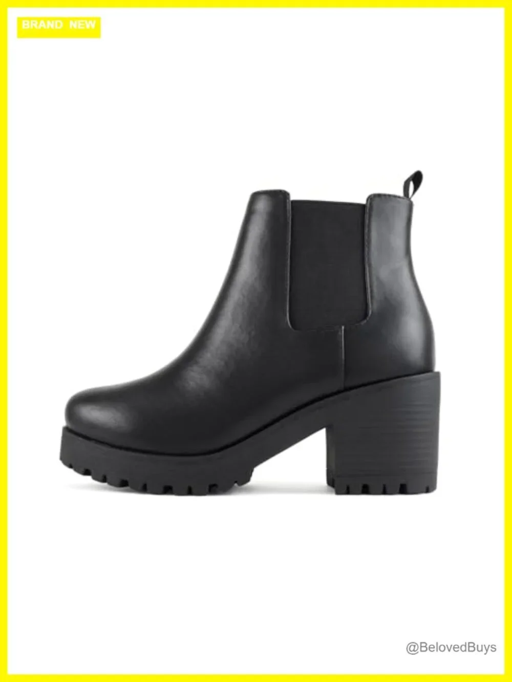 Imitation Suede Ankle Bootie with Lug Sole Chunky Heel Slip-On